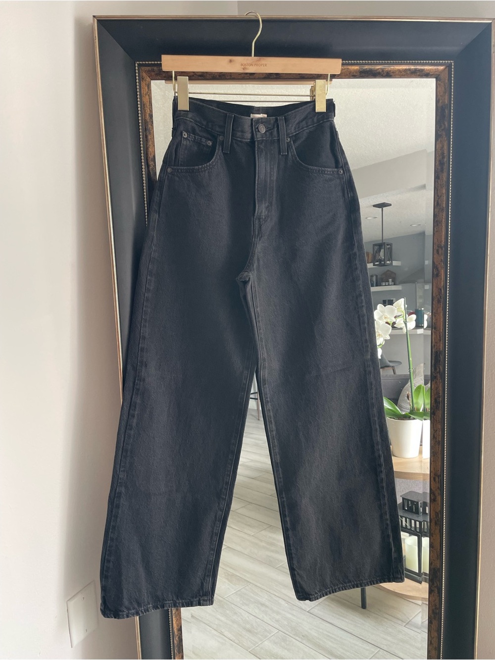 Levi’s Cinch Baggy High Rise Wide Leg Black Jeans W25 L31 - Picture 2 of 6